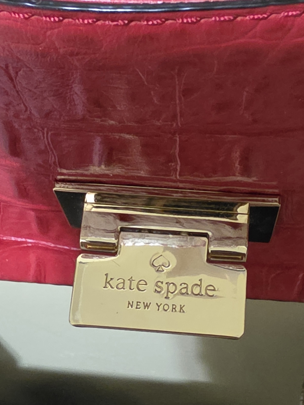 Kate Spade Red Embossed Crossbody Bag with Gold Lock - Picture 11 of 13